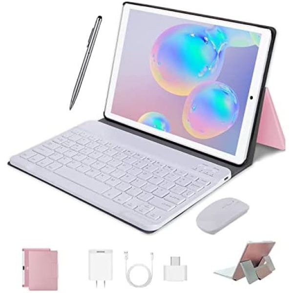 Tablet 10 Inch Android 10 Tablets, 64GB ROM 128GB Expand，2 in 1 Tablet, Dual 4G Cellular Tablet with Keyboard, 8000mah, 5MP+8MP Camera, Bluetooth,GPS,IPS HD Screen,Wi-Fi Computer Tablet