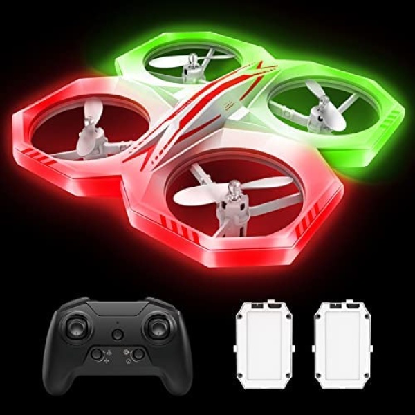 Tecnock LED Drone for Kids - Mini Drones with 11 LED Lights RC Quadcopter for Beginners with 2 Batteries Altitude Hold, Headless Mode, 360° Flip and Rotate Gift Toy for 4 6 8-12 Year Old Boy Girl kids