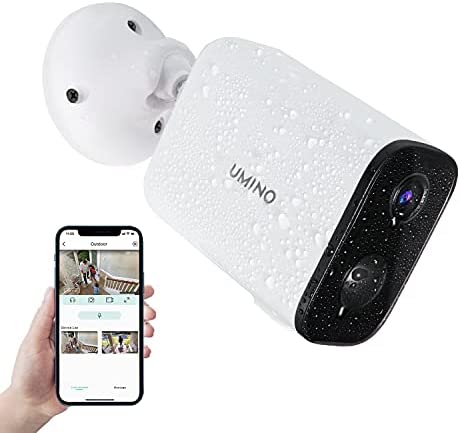 UMINO Security Camera Outdoor,1080P FHD Wireless Rechargeable Battery Camera for Home Security,PIR Motion Detection, Siren Alarm,2 Way Audio,Night Vision,Waterproof