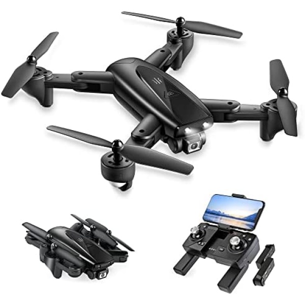 UranHub GPS Drone with Camera for Adults 2K UHD FPV Live Video, Foldable RC Quadcopter UG600 with 2 Batteries, Follow Me and Auto Return, Gesture Control, Waypoints, Point of Interest