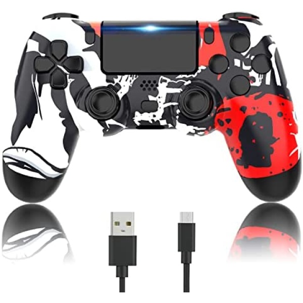 Wireless Controller for PS4 Gamepad Compatible with Playstation 4/Pro/Slim/PC,Double Shock/Bluetooth/Touchpad/Stereo Headphone Jack/Six-axis Motion Control/Charging Cable (white camo)