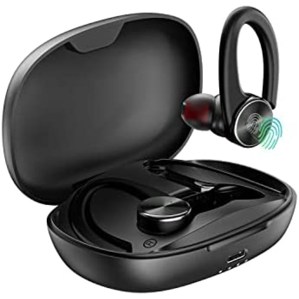 Wireless Earbuds, TTQ Bluetooth Headphones 80Hrs Playtime with Charging Case and Earhooks Over Ear Waterproof Earphones with Mic for Working Sports Running Workout iOS Android TV Phone Laptop