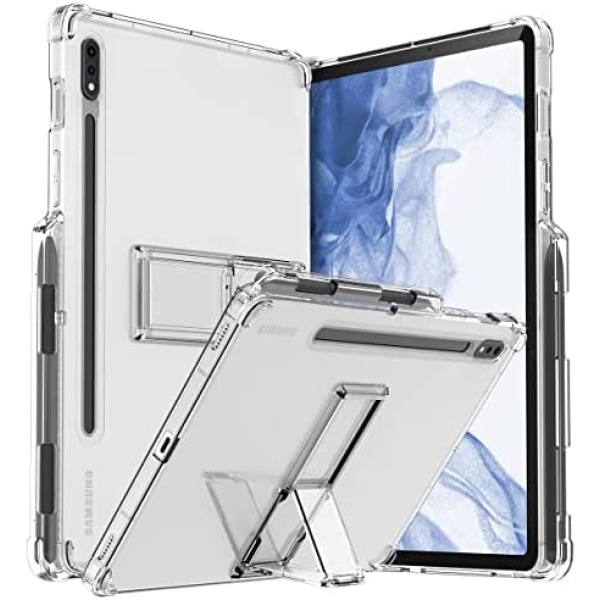 araree FLEXIELD SP Compatible with Galaxy Tab S8 11" (2022) Clear Transparent Full Protective Case with Smart Multiple Angle Kickstand Sturdy Cover and Convenient S Pen Holder - Clear