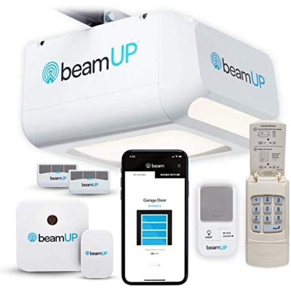 beamUP Centurion - BU800 - Two Car Garage Door Opener, Smart Home Garage Opener - Alexa Enabled, Garage Security Sensors Included, No Subscription Fees - White