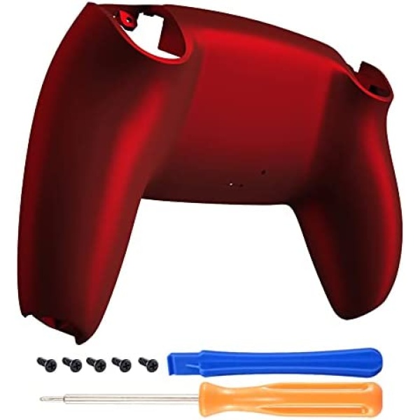 eXtremeRate Scarlet Red Soft Touch Grip Custom Back Housing Bottom Shell Compatible with ps5 Controller, Replacement Back Shell Cover Compatible with ps5 Controller
