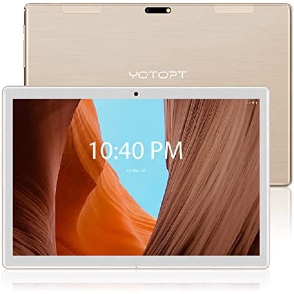 10 inch Android 11 Tablet, 10.1 inch Octa-Core Tablets, 64GB Storage, 128GB Expandable, 2.5D IPS Display, 8MP Camera, GPS, WiFi, Bluetooth, FM, Type C, YOTOPT Google Tablet PC