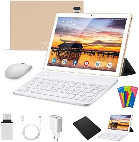 2 in 1 Android 11 Tablet 64GB Storage, 4GB RAM,10.1” IPS HD Tablet pc,Quad-Core Tablets, 5MP Rear Camera, 6000mAh,Bluetooth,G+G, Tablet with Keyboard,2.4GHz WiFi Tablet