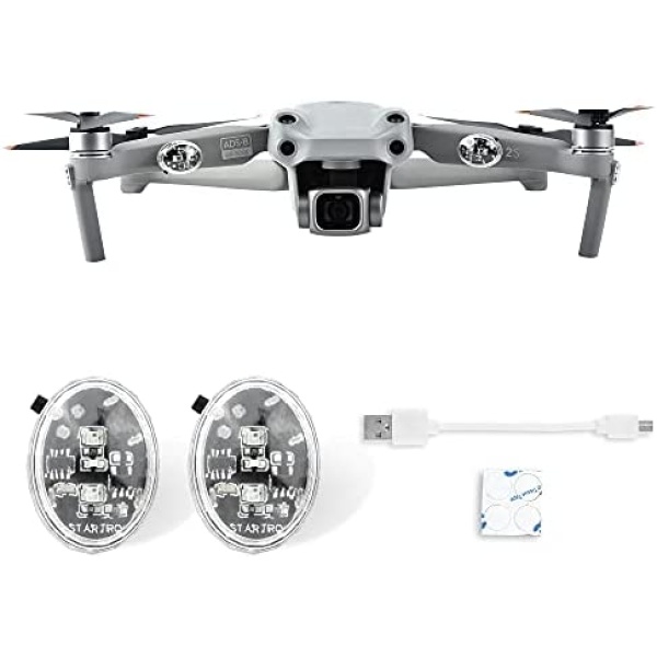 2Pcs Drone Strobe Lights for Night Flying, Universal LED Lumecube Battery Accessories, Anti-Collision Lighting Light for DJI Mini 2/Air 2S/Mavic Air 2/Mavic Mini/Mavic Pro/FPV/Holy Stone Drone