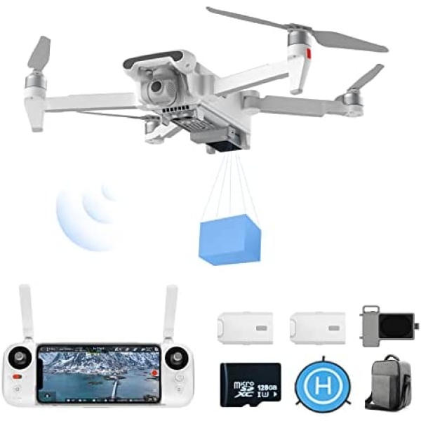 FIMI X8SE 2022 V2 Drone with Camera for Adults, GPS 4K Foldable RC Quadcopter, 35-min Flight Time, 10km Video Transmission, Smart Track, 3-Axis Gimbal（2 Batteries+128GB SD Card+Megaphone）
