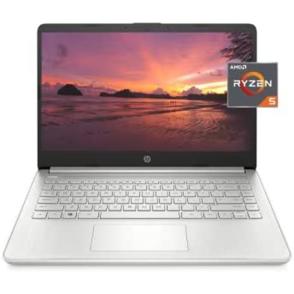 HP 14 Laptop, AMD Ryzen 5 5500U, 8 GB RAM, 256 GB SSD Storage, 14-inch Full HD Display, Windows 11 Home, Thin & Portable, Micro-edge & Anti-glare Screen, Long Battery Life (14-fq1025nr, 2021)