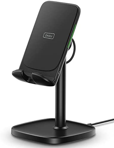 INIU Wireless Charging Station, 15W Fast Charger Station, Adjustable Angel Charger Dock Phone Holder, Qi-Certified Charger Stand Compatible with iPhone 14 13 12 11 Pro/Max Samsung Galaxy S21 S20 Pixel