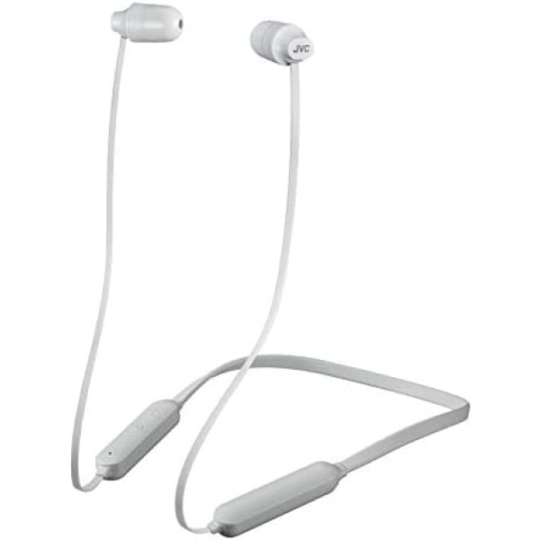 JVC Marshmallow Wireless, Earbud Headphones, Water Resistance(IPX4), 8 Hours Long Battery Life, Secure and Comfort Fit with Flexible Soft Neck Band and Memory Form Earpieces - HAFX35BTW (Ivory)
