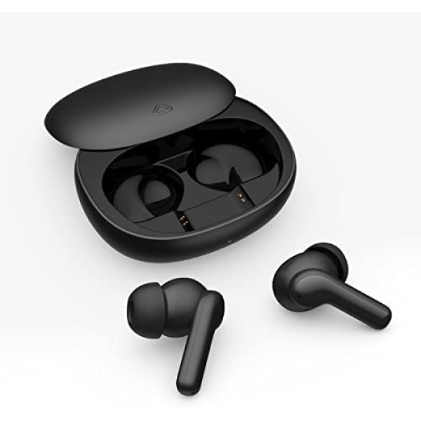 KONNEK STEIN True Wireless Earbuds, Bluetooth 5.1 Active Noise Cancelling Headphones, Sliding Design Charging Case 500mAh, IPX4 Waterproof, Deep Bass Built-in Mic Call for Business & Sports - Black