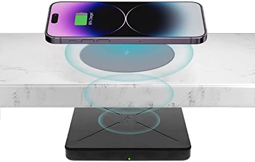NiiTTER Invisible Wireless Charger, 37mm（≈1.5 inch） Long Distance Wireless Charger, Under Desk QI 10W Wireless Charging for iPhone 14/14 Plus/14 Pro/14 Pro Max/Samsung Galaxy/QI Standard Phones