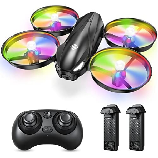 Sansisco A31 Drone for Kids, RC Drone for Toy with Colorful LED Lights, 3 Speeds, 3D Flips, Gifts Kids Drones, Easy to Control with 2 Batteries, Headless Mode, Altitude Hold
