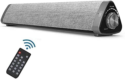 Soundbar, ASIYUN Wired & Wireless Bluetooth 5.0 Stereo Sound Bar Home Theater Audio Speaker for Cell Phone/Tablet/Projector and Support TV with AUX/RCA Output (Remote Control Included)