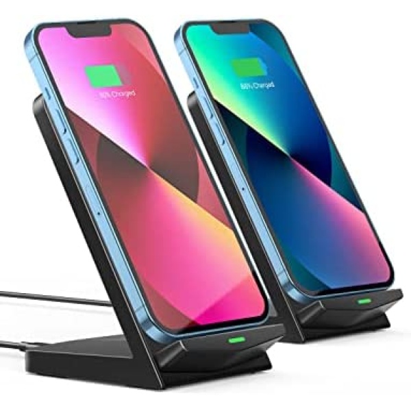 Wireless Charger [2 Pack], 15W Fast Wireless Charging Stand,Qi Wireless Charger Compatible with iPhone 14/13/12 /11Pro Max/XR/XS/X/8 Plus,Galaxy S21/S20/S10/S9/S8/Note 20/10,Google,LG