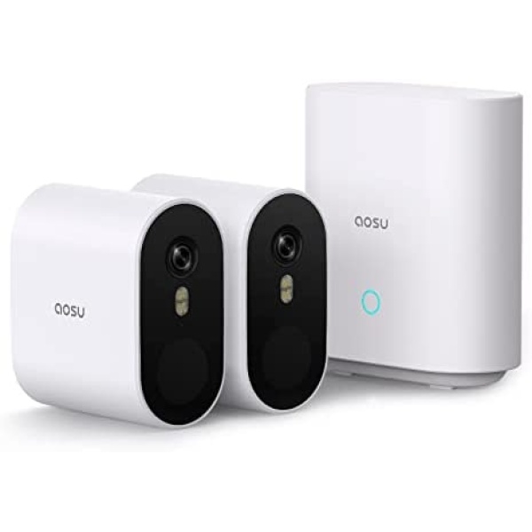 aosu Security Cameras Wireless Outdoor, 5MP Ultra HD Home System, Radar Motion Detection, 166° Wide Angle, 365-Day Battery Life, Night Vision, No Monthly Fee, Work with Alexa, Google Assistant