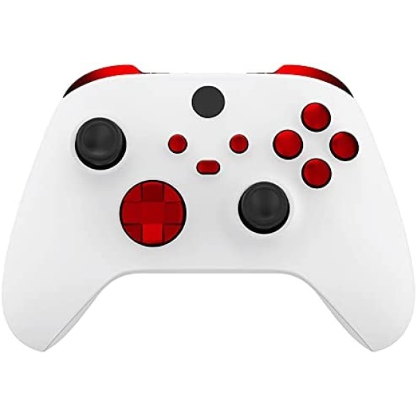 eXtremeRate No Letter Imprint Custom Full Set Buttons for Xbox Series X/S Controller, Scarlet Red Replacement Accessories Bumpers Triggers Dpad ABXY Buttons for Xbox Series X/S, Xbox Core Controller