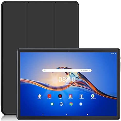 10 Inch Android Tablet pc, Android 11 Tablet,32GB ROM 128GB Expand, IPS HD,2.5D G+G Touch Screen,Google Certificated Wi-Fi Tablets, 8MP Dual Camera, Long Battery Life,Black-(with Leather case)