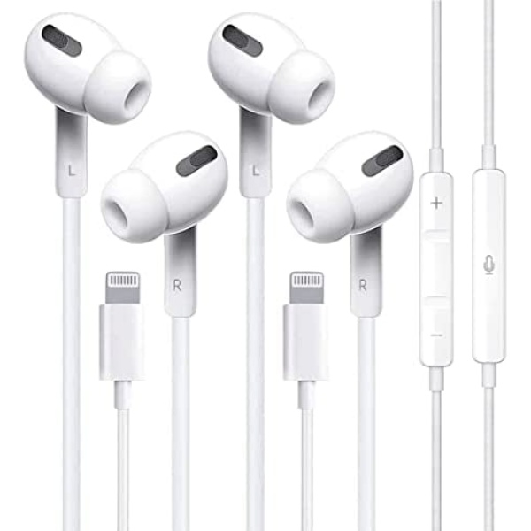 2 Pack Apple Earbuds Wired with Lightning Connector[Apple MFi Certified](Built-in Microphone & Volume Control) iPhone Headphones Earphones Compatible with iPhone 14/13/12/SE/11/XR/XS/X/8/7-All iOS