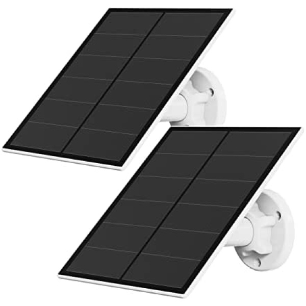 5W Solar Panel for Outdoor Wireless Security Camera, Waterproof Solar Panel Continuously Power for Rechargeable Battery Surveillance Camera, Micro USB Port, Adjustable Security Wall Mount , 2 Pack