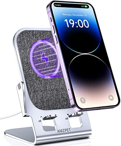 AMZPET Wireless Charger,15W Fast Wireless Charging Compatible with iPhone 14/13/12/11/SE2/X/8 Series, Samsung, LG, Sony, GooglePixel, Moto, OnePlus, Huawei Series and Qi Certified Devices.