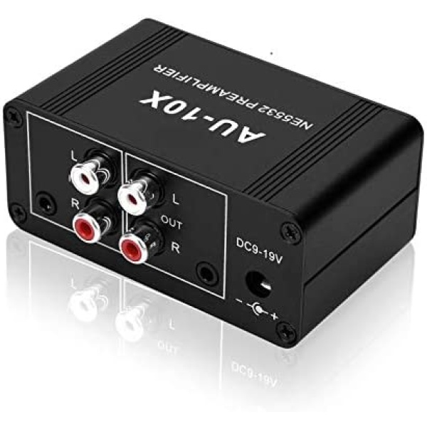 ATNEDCVH Mini Small Stereo Audio preamplifier, Headphone Amplifier, Gain 20dB Phono Turntable Phonograph preamp, Dual op amp NE5532 with RCA 3.5mm Input to RCA 3.5mm Output