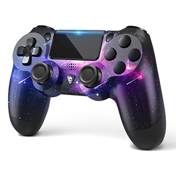 AchiIles Wireless Controller Replacement for PS4 Controller,Double Shock/Bluetooth/Touchpad/Stereo Headphone Jack/Six-axis Motion with1000mAh Rechargeable Battery(Nebula)