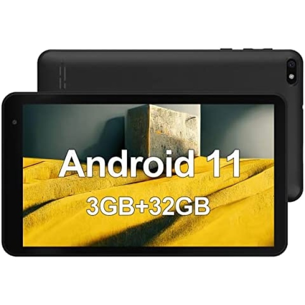 Android Tablet 7 inch, Android 11 Tablet, 3GB RAM 32GB ROM, Quad-Core Processor, Dual Camera, WiFi, Bluetooth, 128GB Expand, GMS Certified
