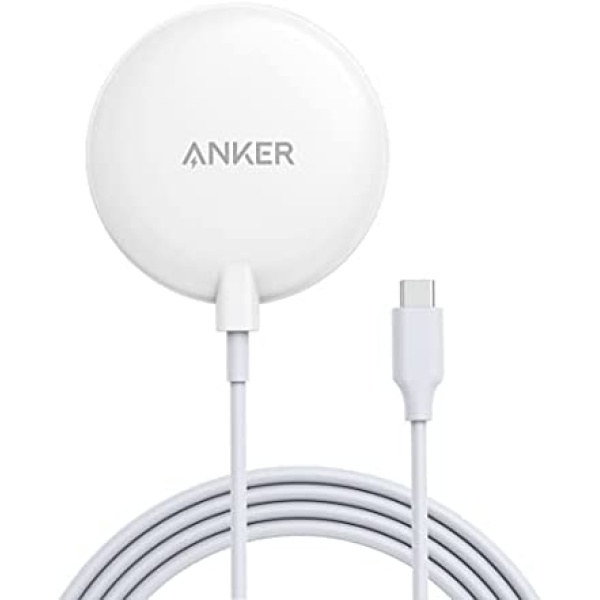 Anker 313 Magnetic Wireless Charger (Pad), with 5 ft Built-In USB-C cable, PowerWave Magnetic Pad Lite Only for iPhone 13 / 13 Pro / 13 Pro Max / 13 mini / iPhone 12 / 12 Pro / 12 mini (No AC Adapter)