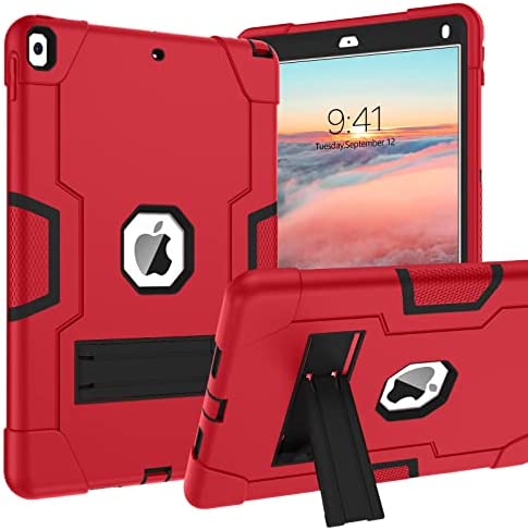 BENTOBEN iPad Air 3rd Generation Case, iPad Pro 10.5" 2017 Case, 3 Layers Heavy Duty Rugged Shockproof Kickstand Protective Tablet Case Cover for iPad Air 3 10.5" 2019 /iPad Pro 10.5" 2017, Red/Black