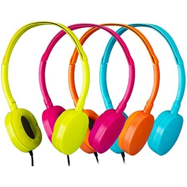 Bulk Headphones 4 pack school headphones for classroom -YMJ(Y4 color mixed)Earphones Earbuds for kids,Students, Libraries, Laboratories (mix)
