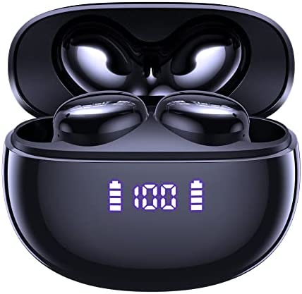 CAPOXO Wireless Earbuds Bluetooth Headphones 50Hrs Playtime with Wireless Charging Case&Dual LED Power Display, IPX7 Waterproof Earphones, in Ear Stereo Headset Built-in Mic for iPhone/Android