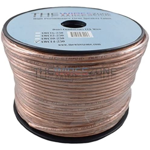 Car Home Audio Speaker Wire Transparent Clear Cable 14AWG 14/2 Gauge (250 feet)