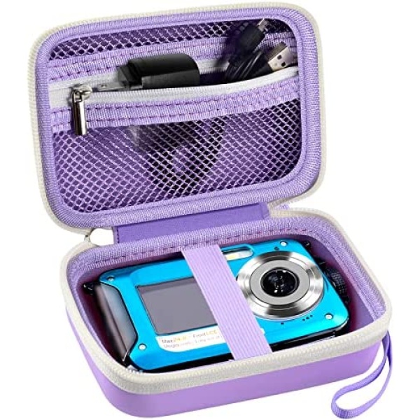 Digital Camera Case Compatible with Kaisoon/ for AbergBest 21 Mega Pixels 2.7" LCD Rechargeable HD/ for Canon PowerShot ELPH 180 190/ for Sony DSCW800 DSCW830 Kids Camera with SD Card & Cable -Purple