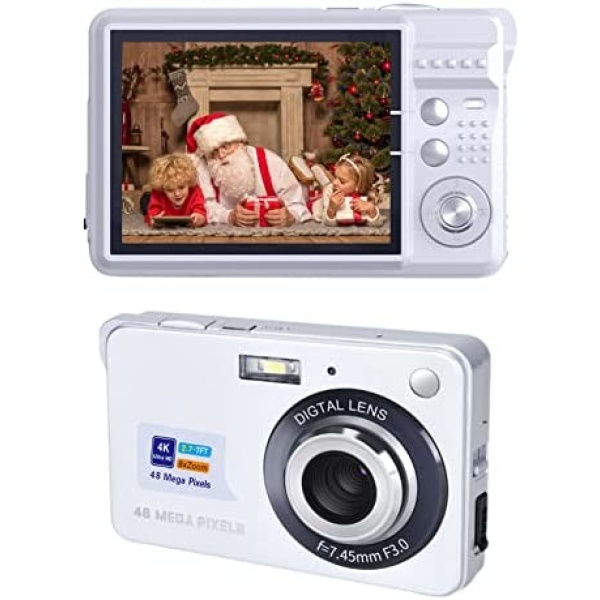 Digital Camera,4k 48 MP Mini Kid Camera,Video Camera 2.7inch Digital Zoom,Pocket Camera for Beginners(Silver)