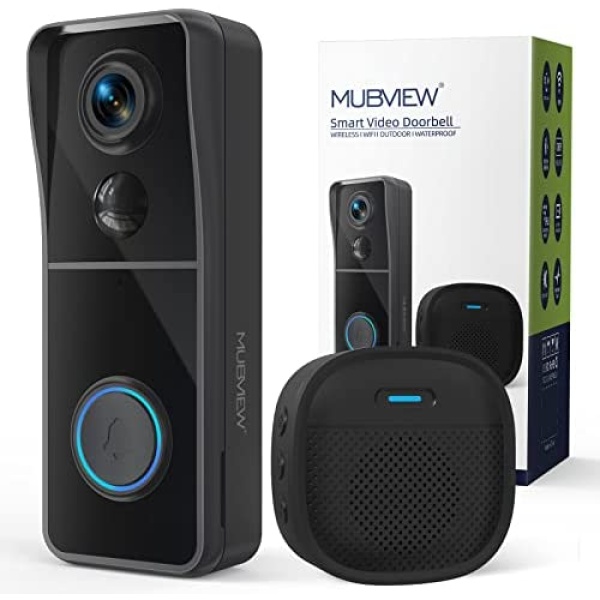 Doorbell Camera with Chime, MUBVIEW Video Doorbell Wireless with Motion Zones Customization, Voice Changer, PIR Human Detection, No Monthly fees, Battery-Powered Smart WiFi Doorbell for Home Security
