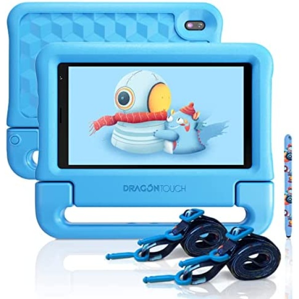 Dragon Touch Y88X 7 Kids Tablet with 2GB RAM 32GB Storage, 7” Display, KIDOZ Pre-Installed, Parental Controls, Kid-Proof Case, Shoulder Strap and Stylus, WiFi Only