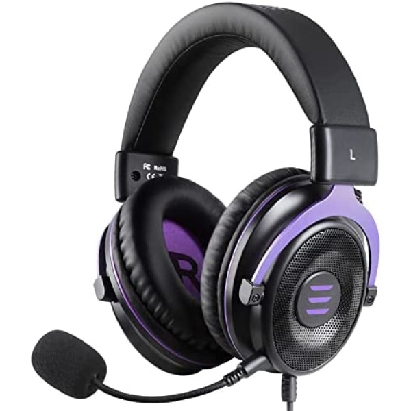 EKSA E900 Gaming Headset with Microphone - PC Headset with Detachable Noise Canceling Mic - Wired Headphones Stereo Sound Comfortable - Gaming Headphones for PC, PS4/PS5, Xbox One, Computer, School