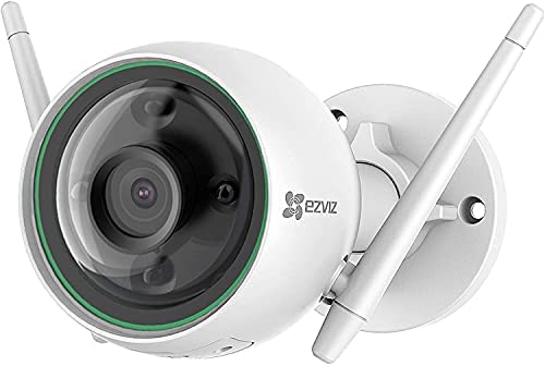 EZVIZ Outdoor Security Camera Color Night Vision, 1080P AI-Powered Person Detection, H.265, IP67 Waterproof, Customizable Detection Zones, 2.4GHz WiFi Supports MicroSD Card up to 256GB(C3N)