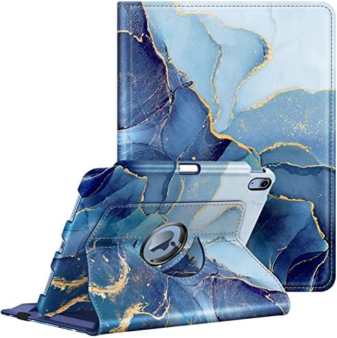 Fintie Rotating Case for iPad 10th Generation 10.9 Inch Tablet (2022 Model) with Pencil Holder - 360 Degree Rotating Protective Stand Cover with Auto Sleep/Wake, Ocean Marble