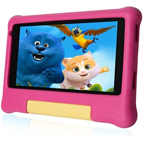 Freeski Kids Tablet 7 inch HD Display, Android 10 Tablet for Kids, 2GB RAM 32GB ROM, Quad Core Processor, Kidoz Preinstalled, Parental Control Learning Tablets (Pink)