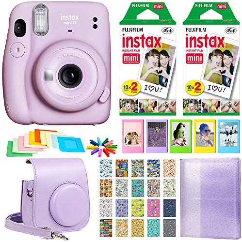 Fujifilm Instax Mini 11 Instant Camera - Lilac Purple (16654803) + 2X Fujifilm Instax Mini Twin Pack Instant Film (40 Sheets) + Protective Case + Photo Album - Instax Mini 11 Accessory Gift Bundle