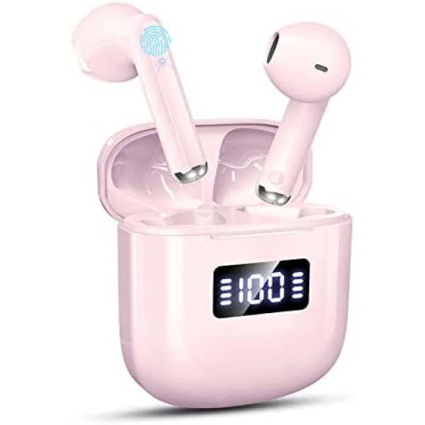 GCBIG Wireless Earbud, Bluetooth 5.3 Headphones with 4 ENC Noise Cancelling Mics, Wireless Headphones in Ear with 25H Playtime, IP7 Waterproof Bluetooth Earphones HiFi for Android iOS, USB C, Pink