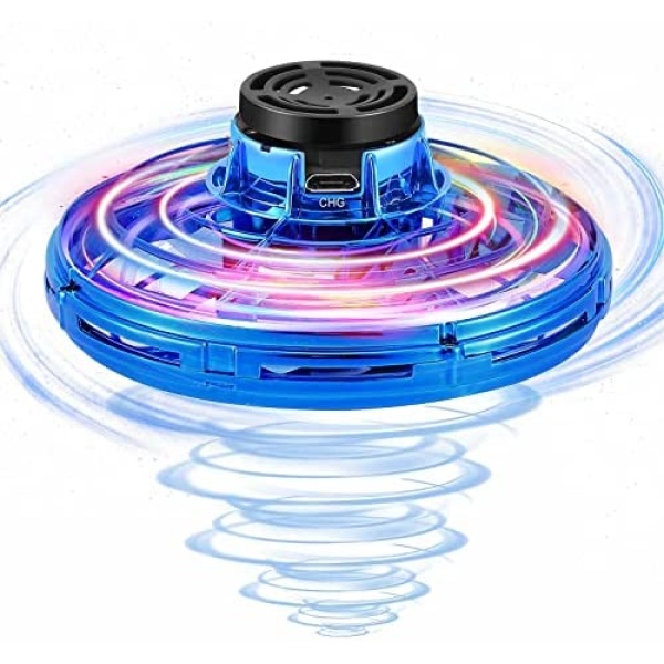 Hand Drone with 360°Rotation Flying Spinner with LED Light Mini Drone for Kids Adults Motion Sensor Small UFO Flying Ball Cool Toys for Boys Girls Flying Toys for Gift Outdoor Indoor - Blue
