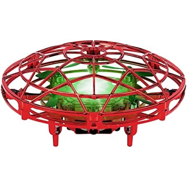 Hand Operated Drones for Kids, Motion Sensor Flying Toy Flying Ball, Mini UFO Hover Drone with LED Lights, USB Rechargeable Toys for Kids Christmas Birthday Gifts (Red)