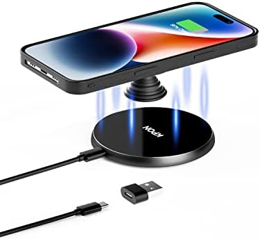 KPON Wireless Charger for Thick Cases Up to 10mm - Compatible with Popsocket/Otterbox, 15W Max Wireless Phone Charging Station for iPhone 14/13/12/11/SE/X/8/Wireless Phones(Adapter Not Include)
