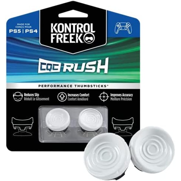 KontrolFreek CQC Rush for Playstation 4 (PS4) and Playstation 5 (PS5) Controller | Performance Thumbsticks | 2 Mid-Rise Concave | White