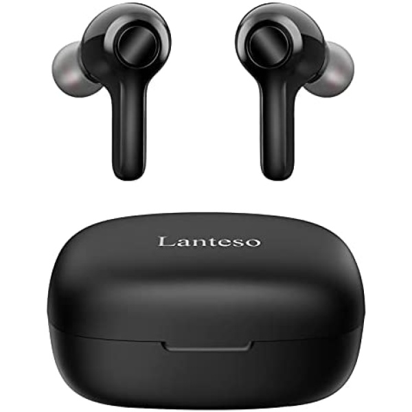 Lanteso Wireless Earbuds, Bluetooth Ear Buds with Mics Clear Call Touch Control IPX5 Waterproof in Ear Headphones with Bass Sound for iPhone Android,Workout